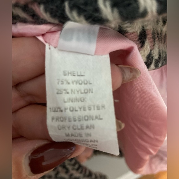 Marvin Richard’s Vintage Wool Blend Houndstooth Pink and Grey Pea Coat - Picture 6 of 14